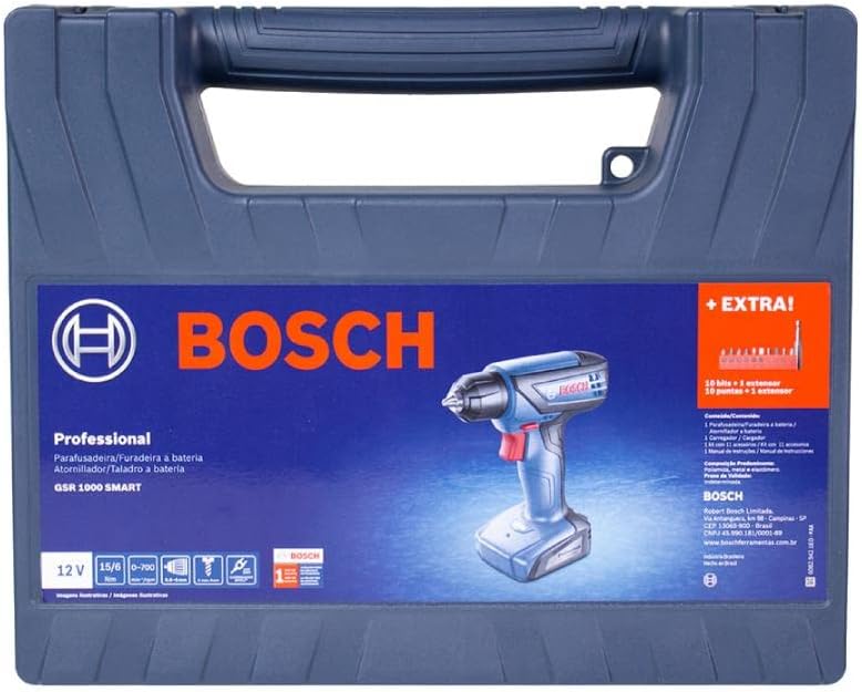 Furadeira Parafusadeira Bosch GSR 1000 Smart, Com Acessórios, 12 Volts