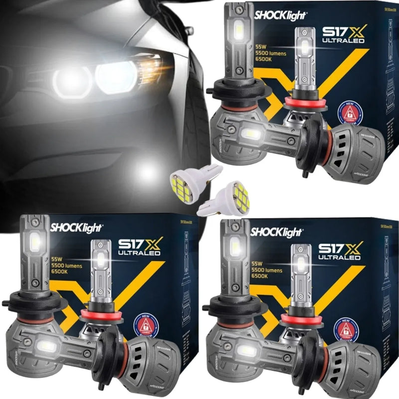 Lampadas Led Shocklight Kit Alto Baixo E Milha 11.000 Lumens
