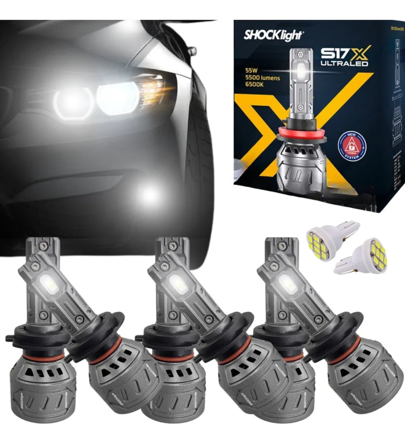 Lampadas Led Shocklight Kit Alto Baixo E Milha 11.000 Lumens
