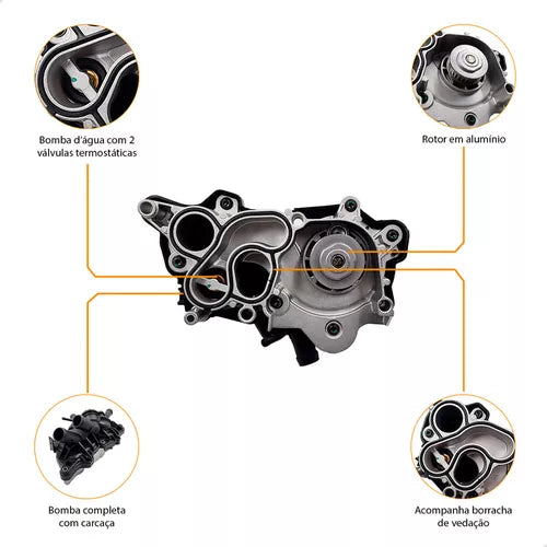 Bomba D'agua Vw Up 1.0 12v 3cil E Tsi Completa C/ Carcaça